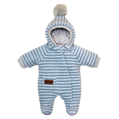 Комбинезон для мальчика и девочки Полосатик на синтепоне Балуша ш974/2 серо голубой 1